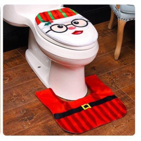 Santa with Glasses Bathroom Set - Picture 1 of 3